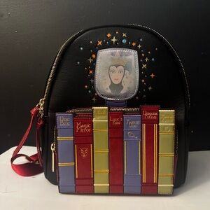 Loungefly Black and Red Mini Backpack with Book Design